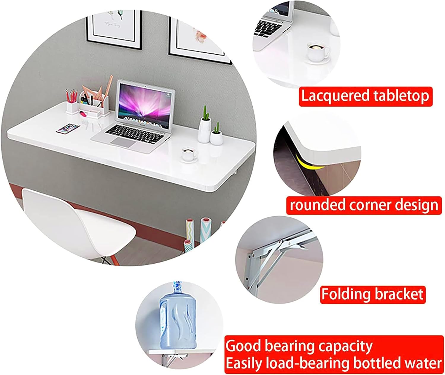 壁掛け折りたたみテーブル 省スペース 折りたたみ式ランドリー&amp;キッチンテーブル ホームオフィス用フローティングデスク ブラケ