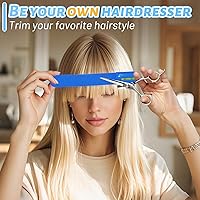 Vista 3 de Herramientas profesionales para el peinado: kit de capas y recorte de bricolaje con clips, guía para flequillo, capas, puntas abiertas - azul