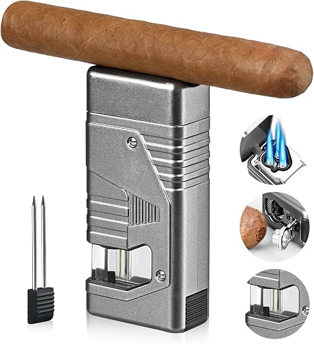 Joyoldelf Cigar Lighter Triple Torch - Windproof 3 Jet Flame Torch Lighter