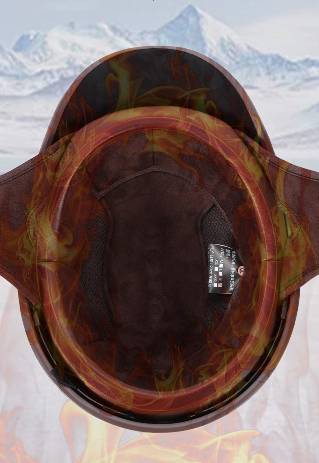 Retro Half Shell Jet Helm Motorrad Helm Brain Cap Scooter Helm Motorrad Helm mit eingebautem Visier Chopper Moped ECE Zertifizierung H,L(59-60cm)
