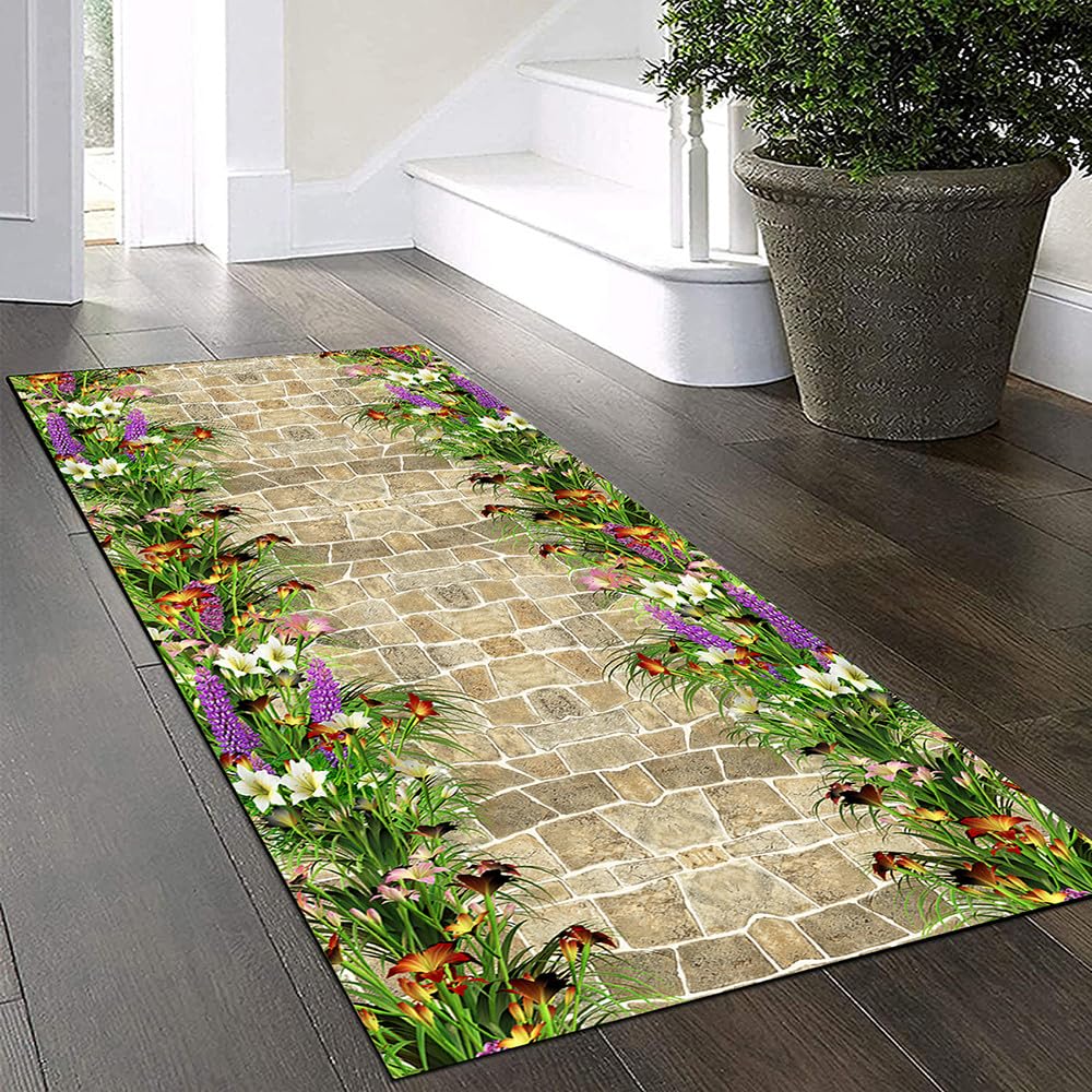 Tappeto Cucina Antiscivolo Tappeto Ingresso Interno Lungo 1.6 Metri Corridoio Tappeto Passatoia,Tappeto Corridoio Lungo Tappeti Per Cucina, Corridoio,Soggiorno,Camera,Grass green 9,120x160cm