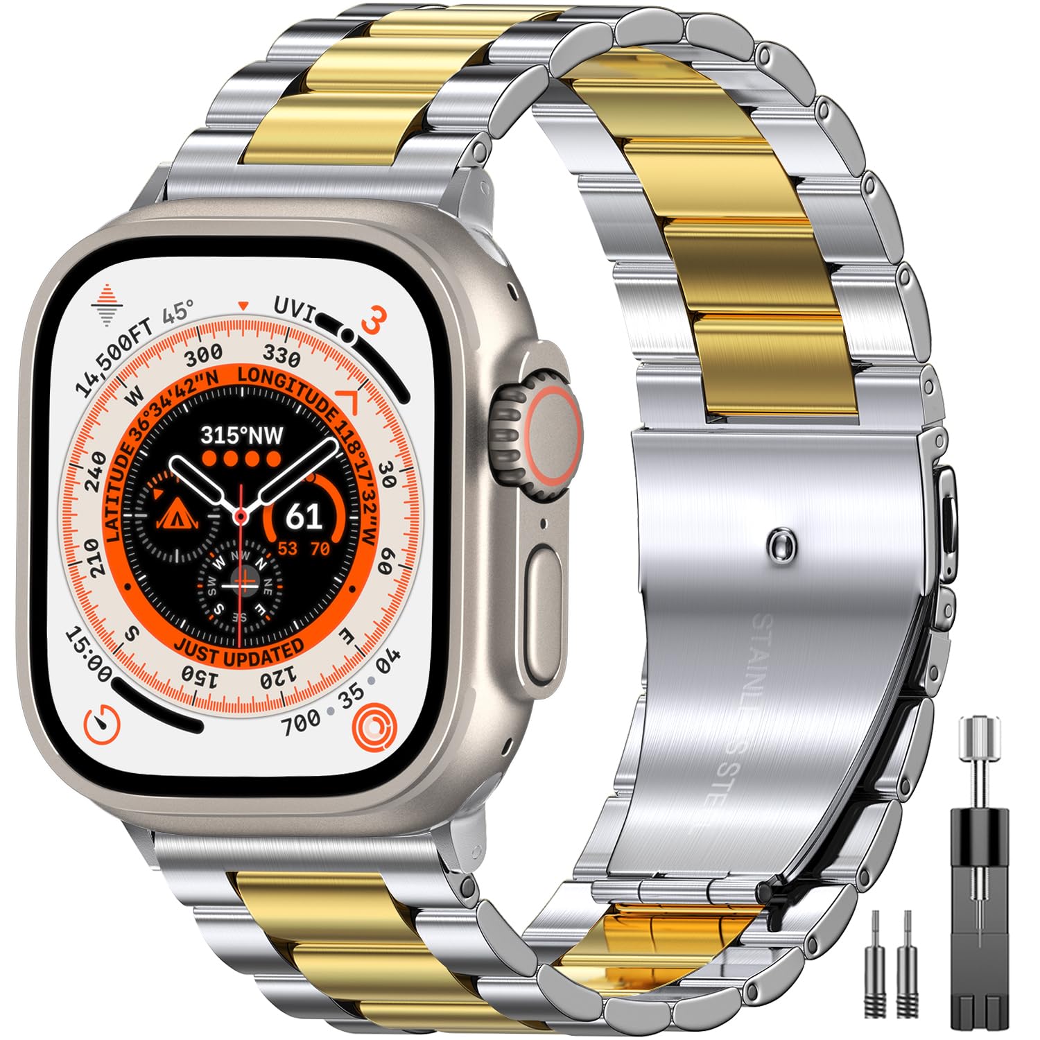 EPULY Metal Band Compatible with Apple Watch Bands for Men 42/44/45/46/49mm | Stainless S…