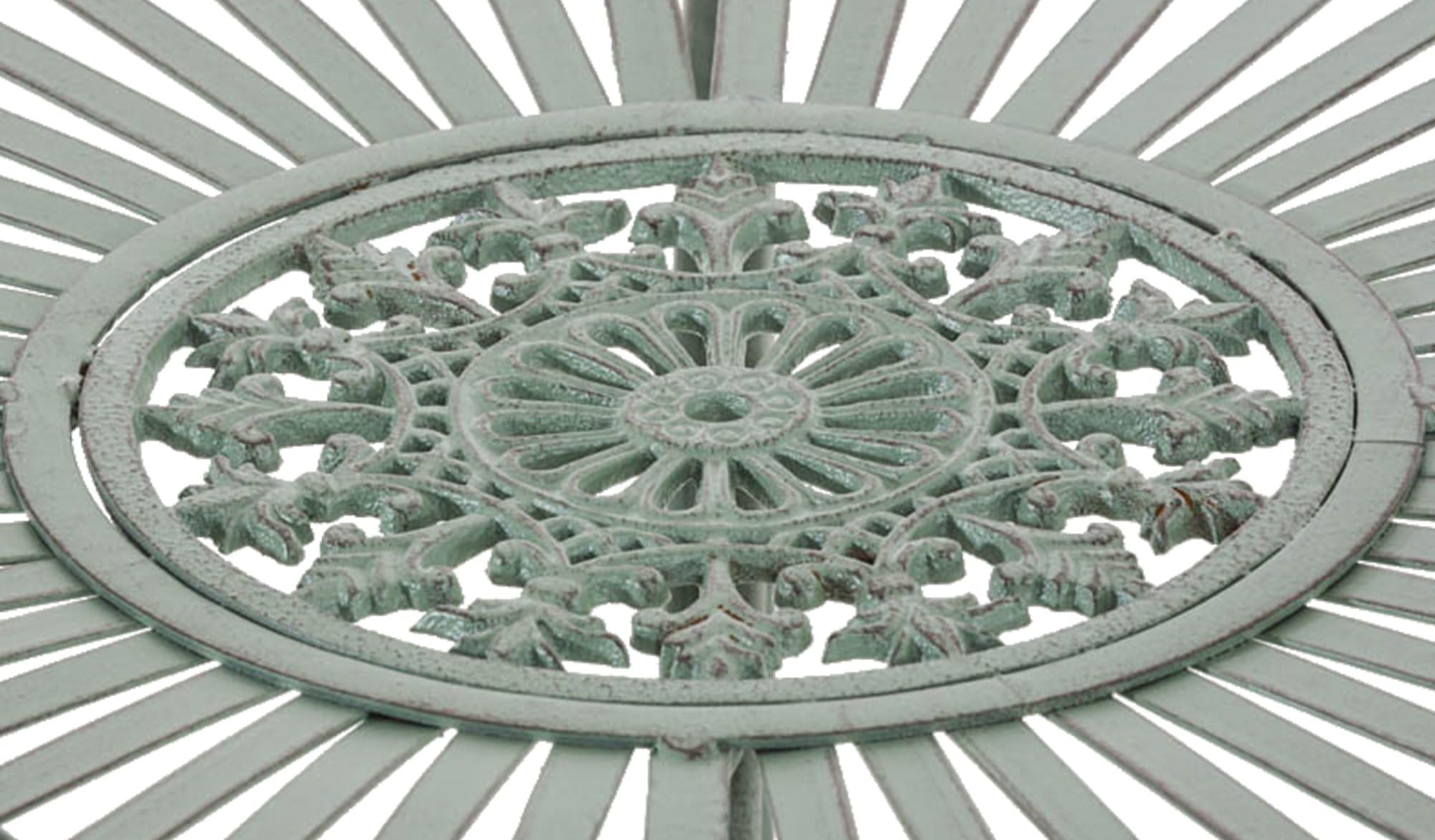 Tavolino in Ferro Giardino Tondo Outdoor Stile Rustico Salotto Design Antico-Verde