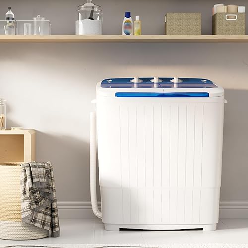 Miniatura 2 de SUNCROWN Lavadora portátil de 16 libras, lavadora semiautomática compacta de doble tina, mini combo de ahorro de energía con manguera de drenaje