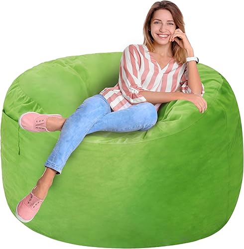 Miniatura 6 de Homguava Bean Bag Chair 3' Bean Bags con relleno de espuma viscoelástica, sillas de puf grandes, sofá suave con funda de terciopelo holandés-36 × 36