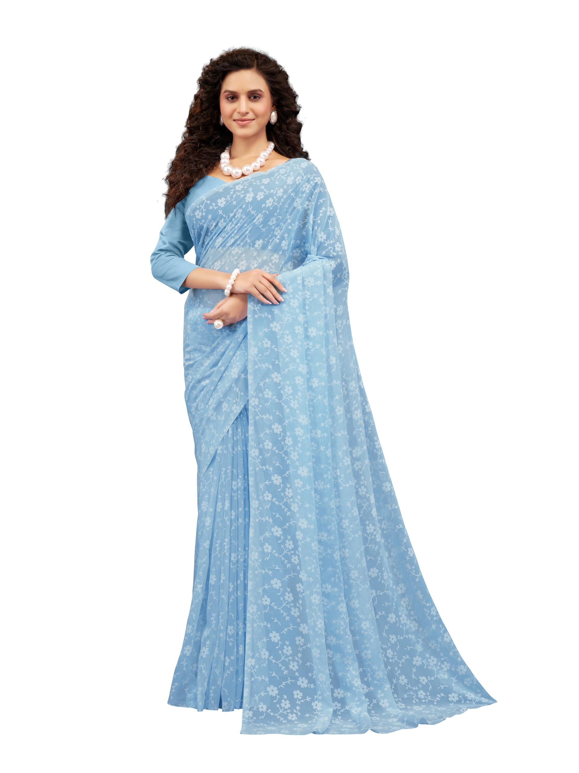 garden vareli Viscose Brasso Floral Print Saree-picture-2