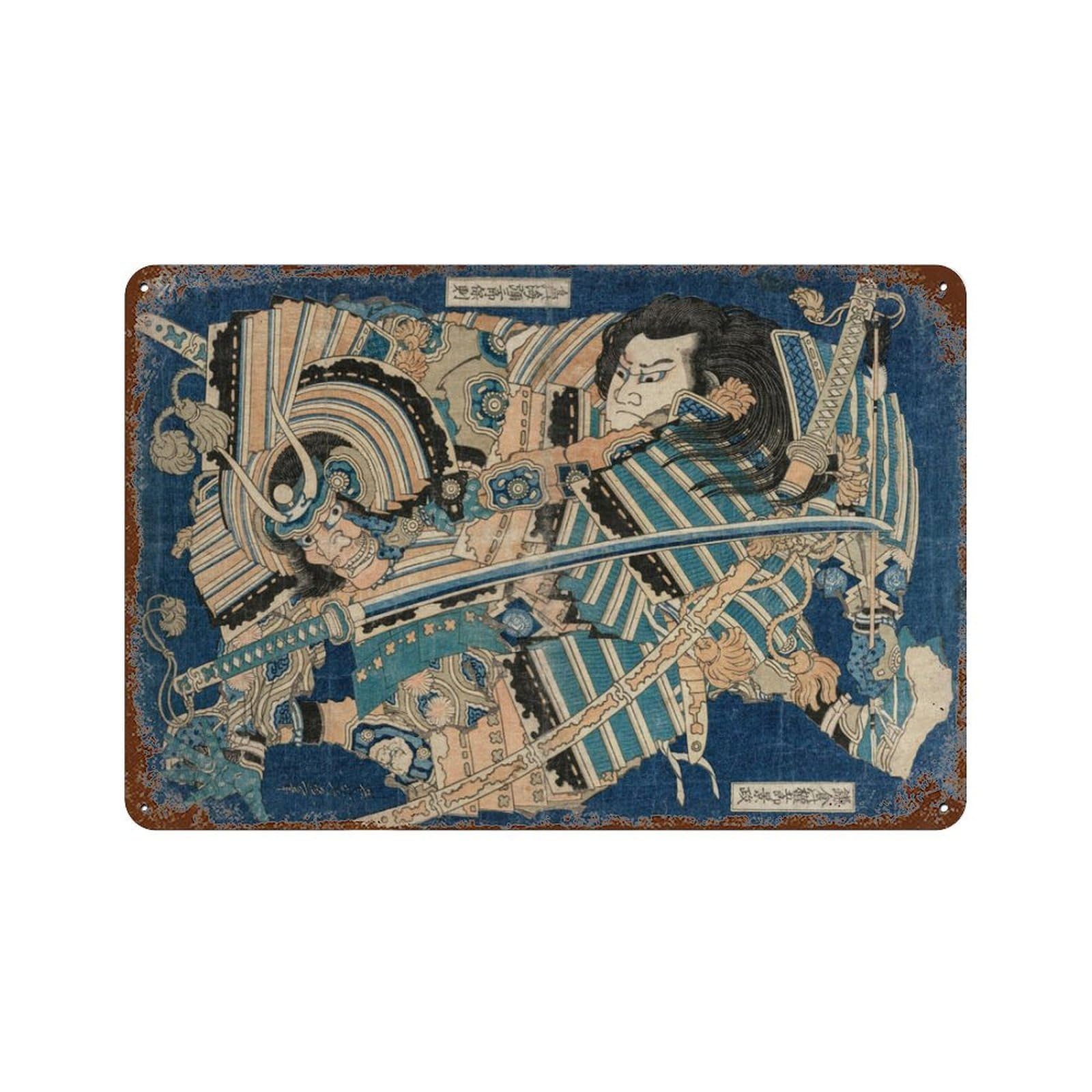 xiaoxiaoshen Hokusai Samurai Vintage Japanese Wall Decor Art Metal Tin Poster Modern Home Decor Art Home Bar Shop Decorations Vintage Sign 20x30cm