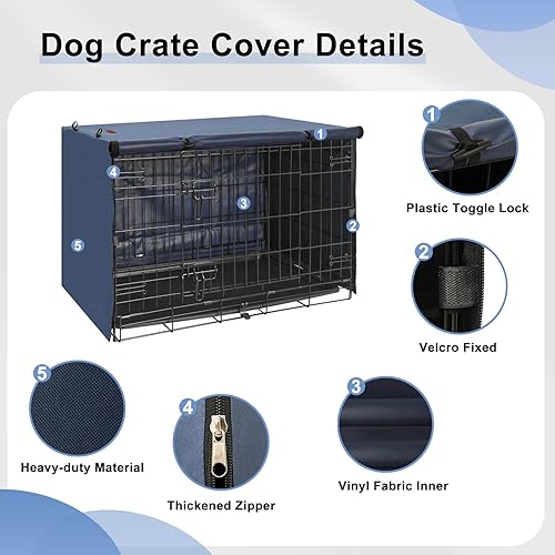 Miniatura 3 de Funda para Caja de Perro - Fundas para Perrera Compatibles con Caja de Perro de 36 Pulgadas, Poliéster de Doble Puerta para Jaula de Cachorro con