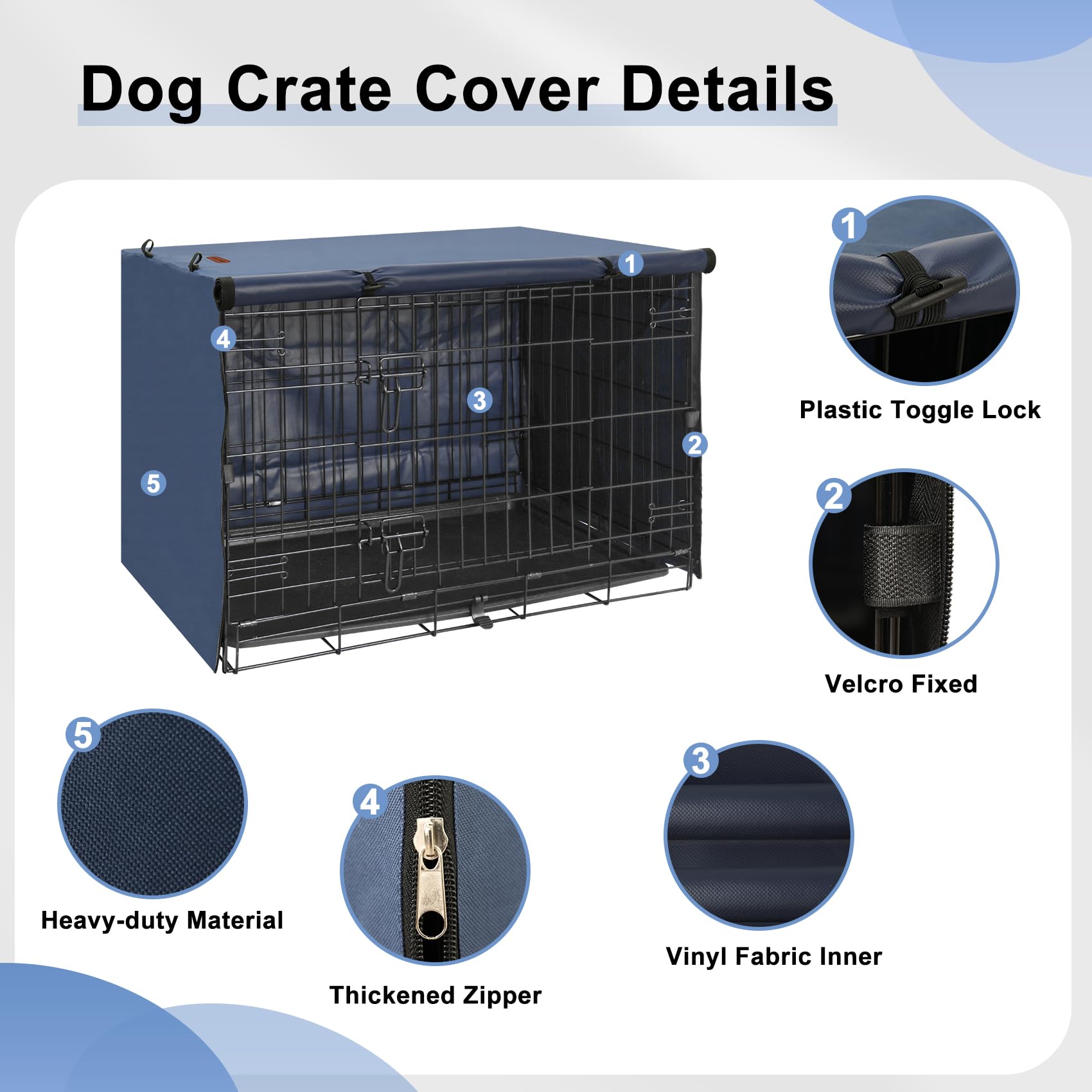 Seiyierr Abdeckung für Hundekäfig, passend für 91,4 cm große Hundekäfige, Doppeltür, Polyester, für Hundekäfig, Schutz für Hundekäfig, Innen- und Außenbereich, Blau