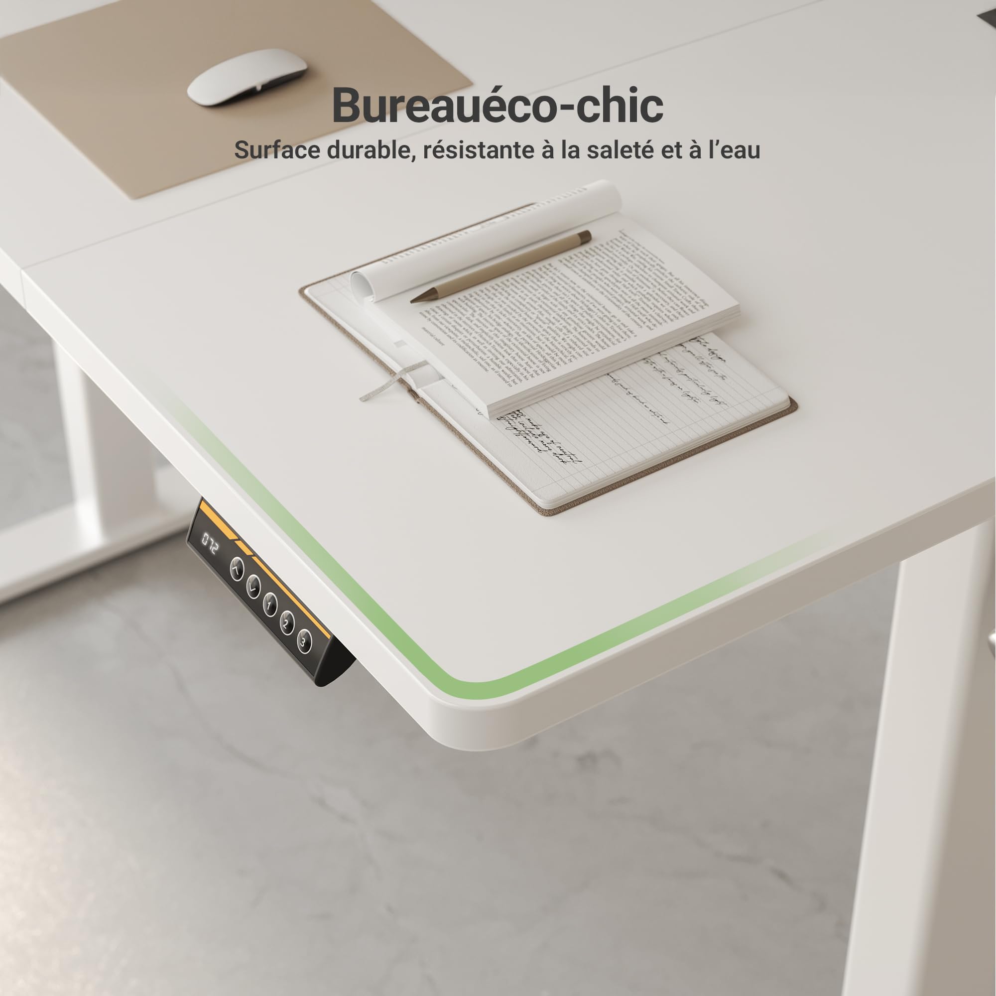 Claiks Bureau Électrique Réglable en Hauteur (FSC®) - Bureau Assis-Debout avec Mémoire, Gestion De Câbles, Moteur Silencieux, Design Ergonomique, Idéal pour Télétravail (Blanc, 160 x 80 cm)