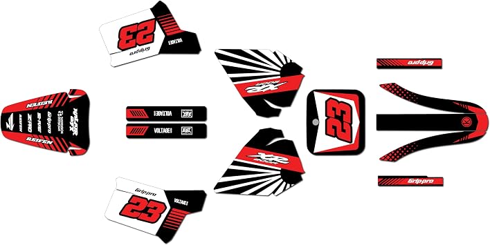 Graphics Kit for Honda XR 200R (1984-2002) FH Series Red 16 Mil - Dirt pit bike motorcycle stickers, dirtbike racing automotive decal motocross accessories no-plastics