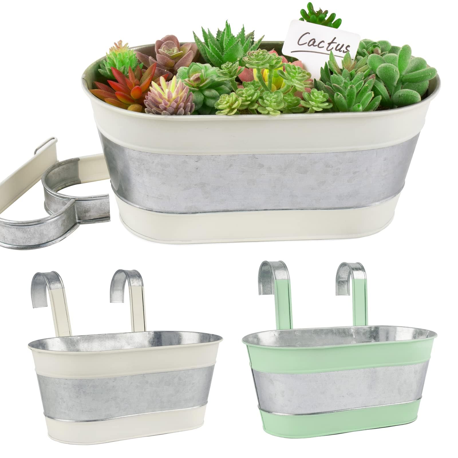 VINFUTUR 4pcs Maceta Colgante Metal Colores Macetero Colgar con Ganchos Desmontables Tiesto Plantador 12*27cm con Orificio de Drenaje Decoración Exterior Interior Balcón Jardín Terraza Hogar Oficina