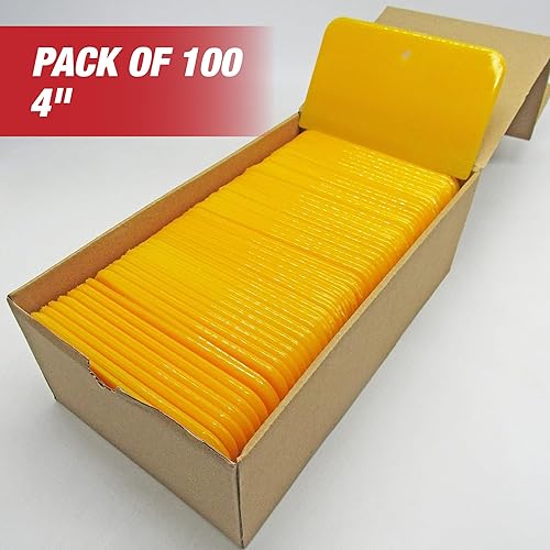 Miniatura 10 de Esparcidores amarillos de relleno de carrocería (paquete de 100)  Tamaño 6 pulgadas reutilizable esparcidor de plástico para rellenos automotrices,