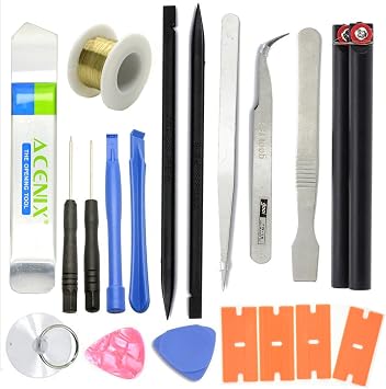 ACENIX  19 in1 Phone Repair Tool Kit, Precision Screwdriver Set with Spudger Pry Tools, Tweezers, Suction Cup & Opening Picks, Professional Repair Kit for iPhone, iPad, Android, Electronics