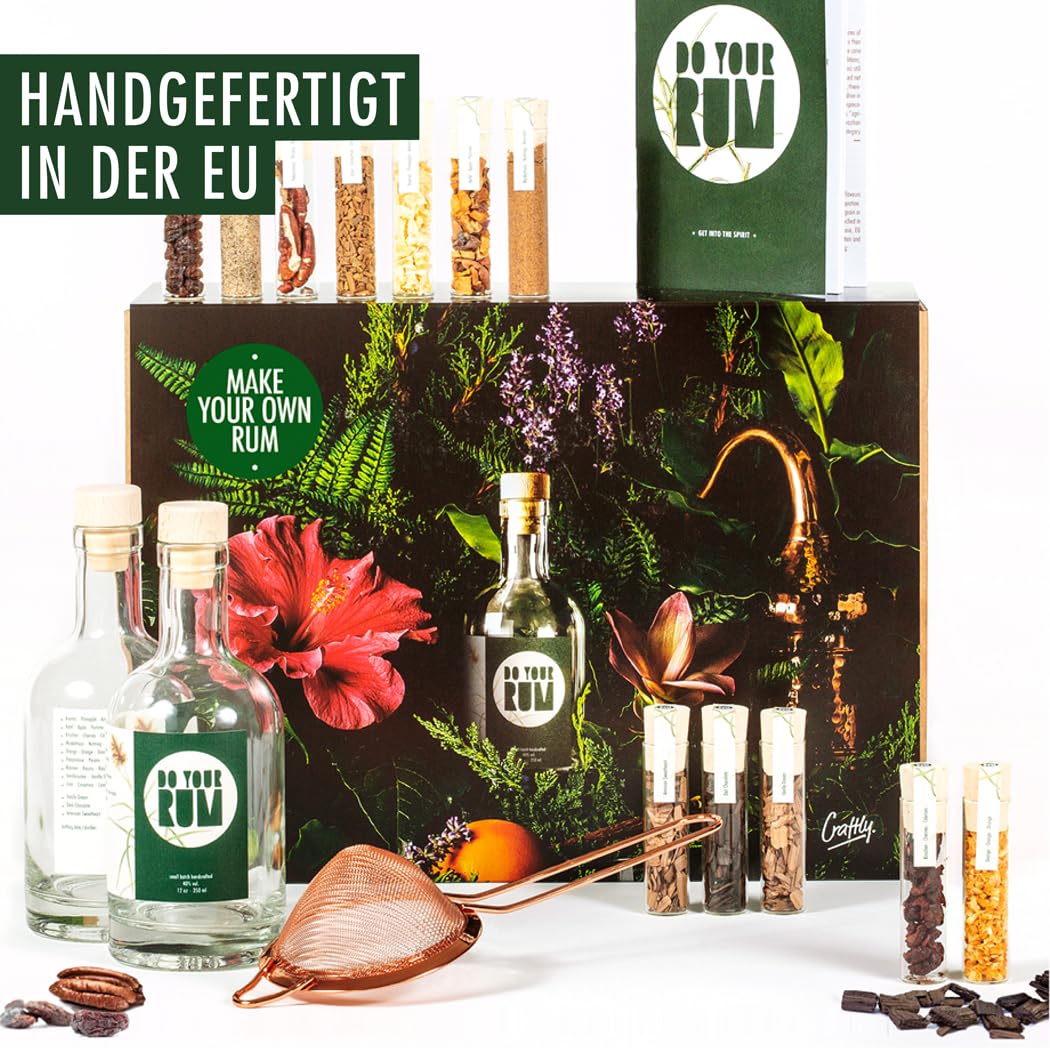 DO YOUR RUM | Rum Baukasten | Rum zum Selbermachen mit 12 Zutaten, Flaschen & Rezepten | Geschenk für Rum-Liebhaber | DIY Geschenkset für Sie & Ihn | Tolles Geschenk für Vatertag, Geburtstag, Hochzeit