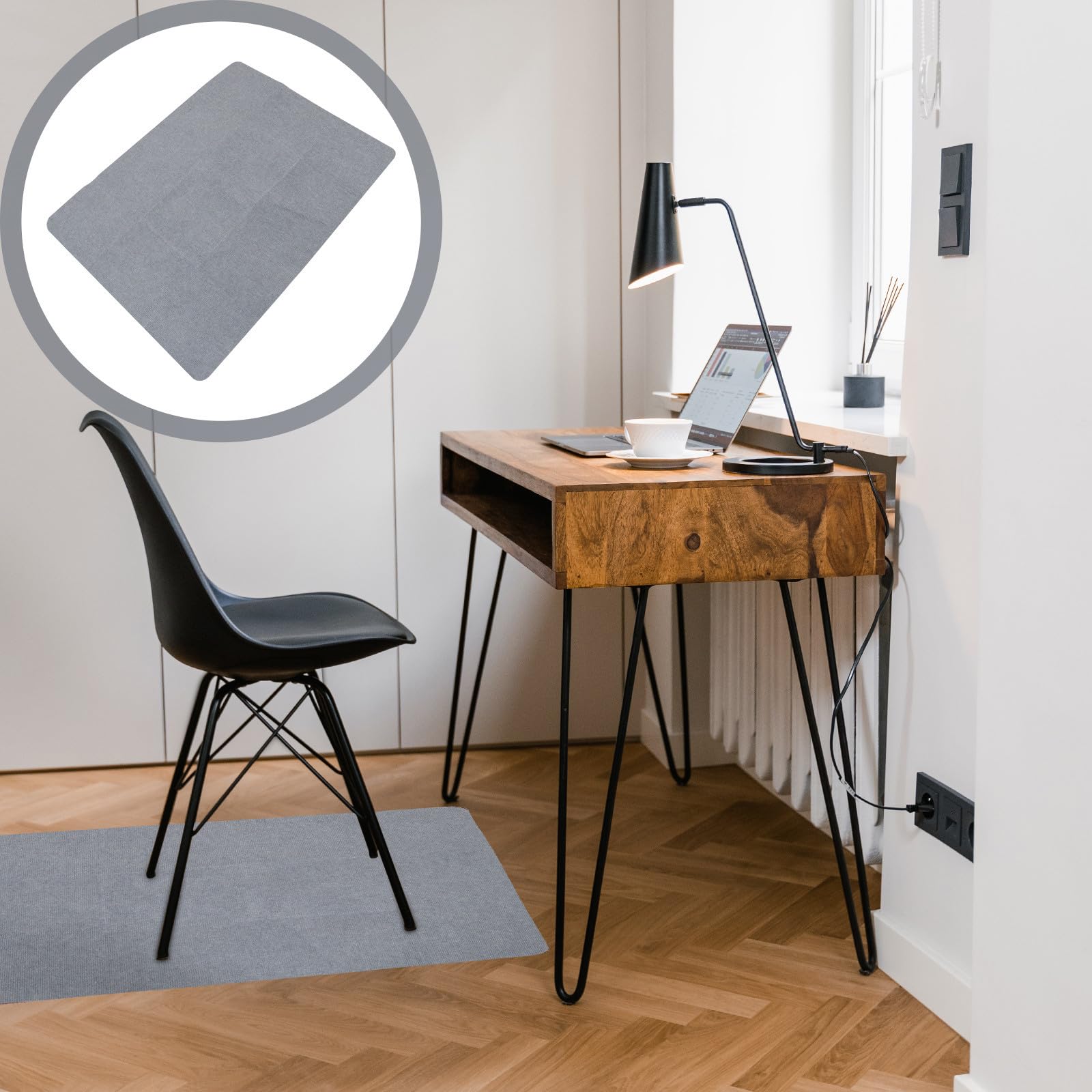 Tapis de Polyester Chaise Antidérapant en Bureau Gaming | Protection du Sol, Base Non Glissante, Douceur Supplémentaire, Style Simple et Chic, pour Chaise de Bureau