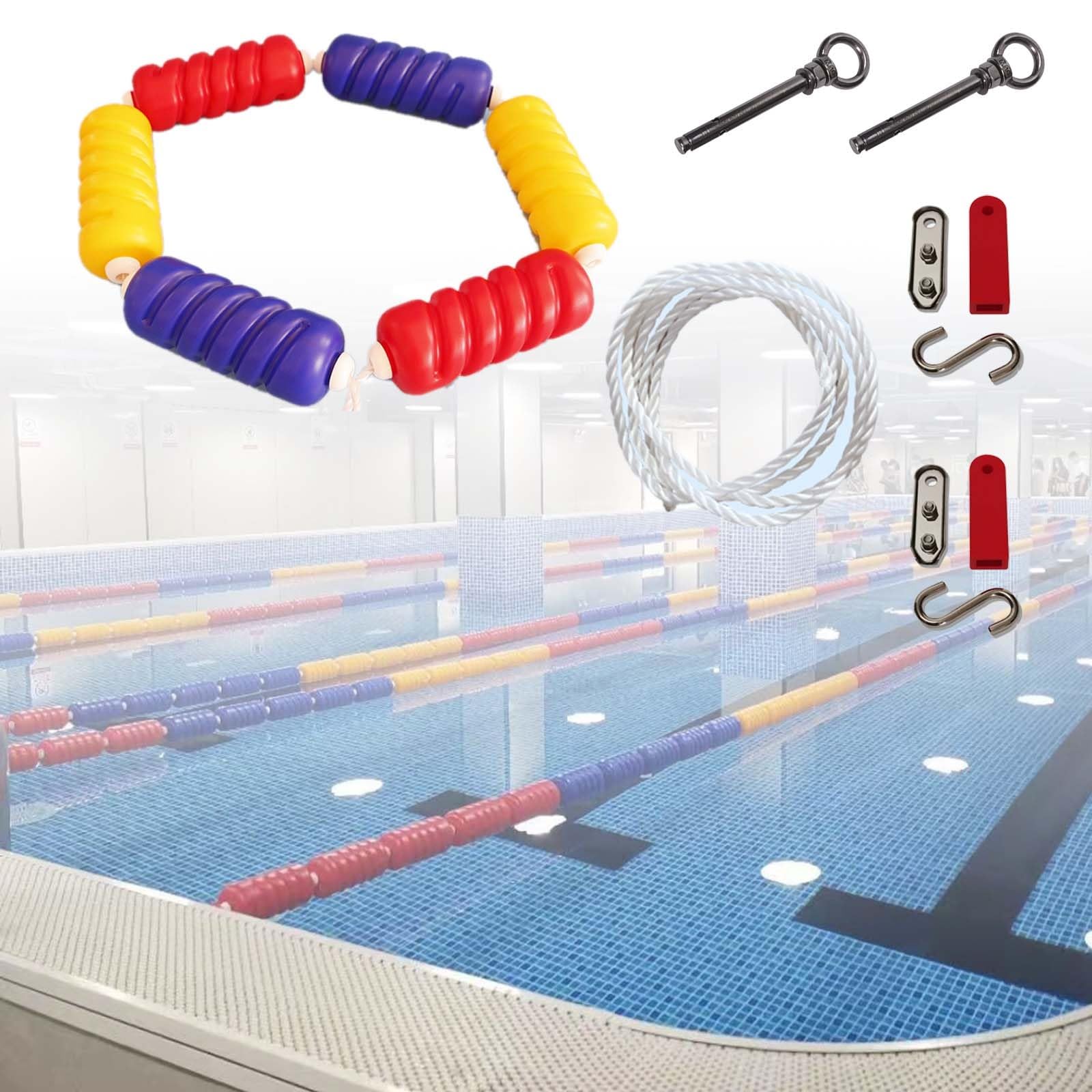 WOTZOV Pool Lane Dividers,Pool Safety Divided Rope Reusable Swimming Pool Lane Lines 25M, Pool Party Swim Club Oceanarium Pool Safety Divider, Effective Visibility Plastic Pool ，Blue D 6cm 164Ft/50M
