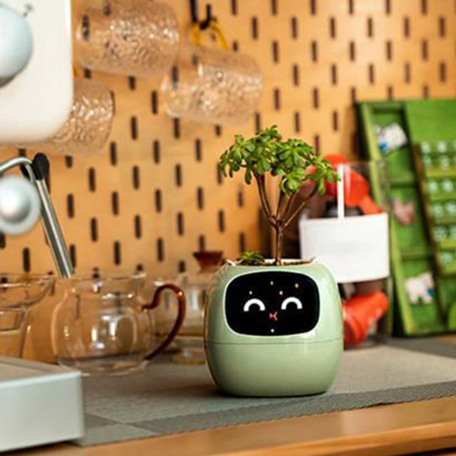 Smart Pet Vaso da fiori interattivo compagno di giardinaggio automatico sensore di irrigazione Flora Care Robot auto-irrigazione vaso Home Office Decor (verde)