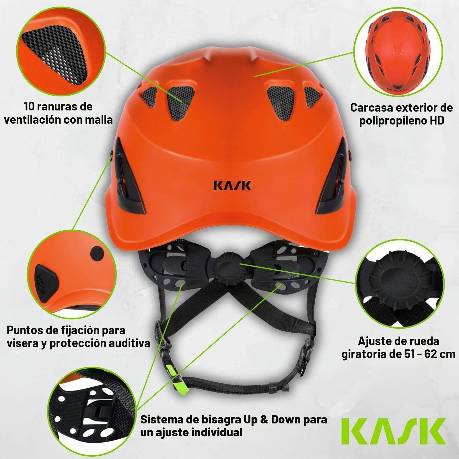 Casco de protección KASK Superplasma PL Casco de escalada Casco de escalada de montaña Según EN 12492 Tamaño 51-62 cm Ajustable universal Color: Amarillo