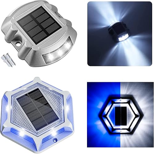 VOLISUN 24 Pack Solar Driveway Lights, IP67 Waterproof Dual Color LED Dock & Step Marker Lights