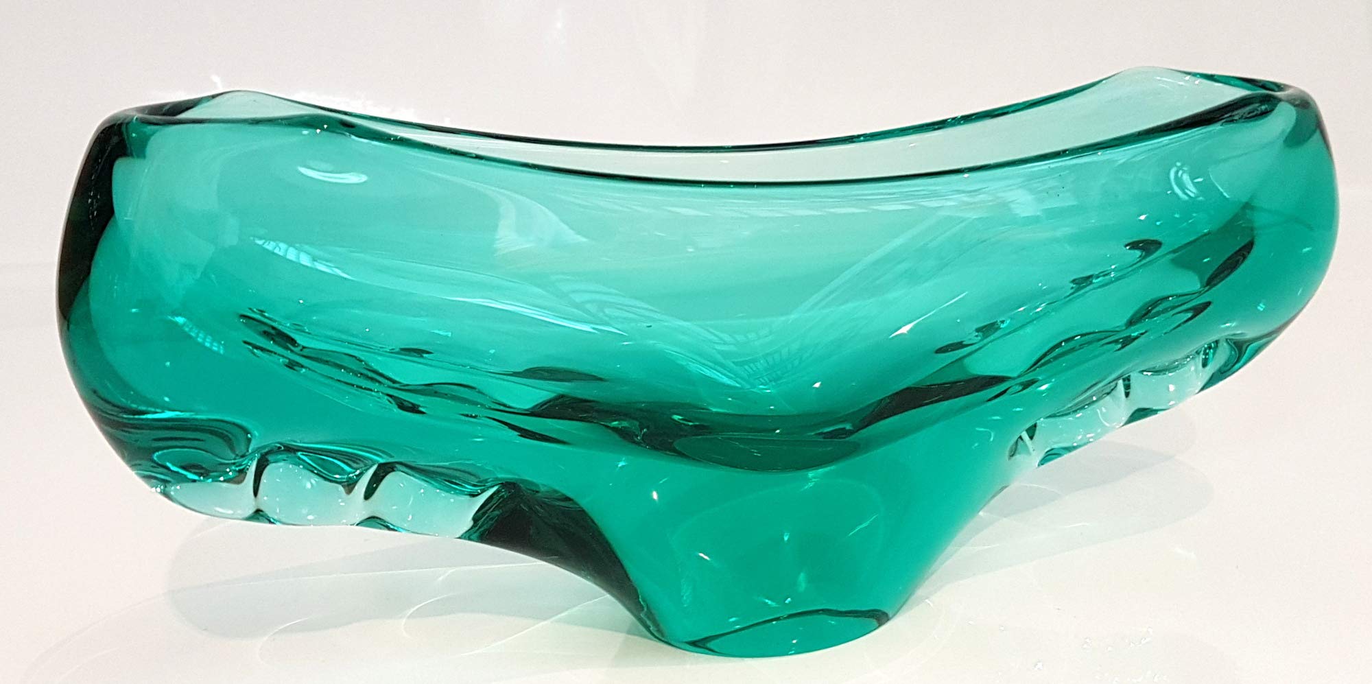Cuenco verde moderno de cristal soplado a mano, altura aprox. 26 cm de cristal