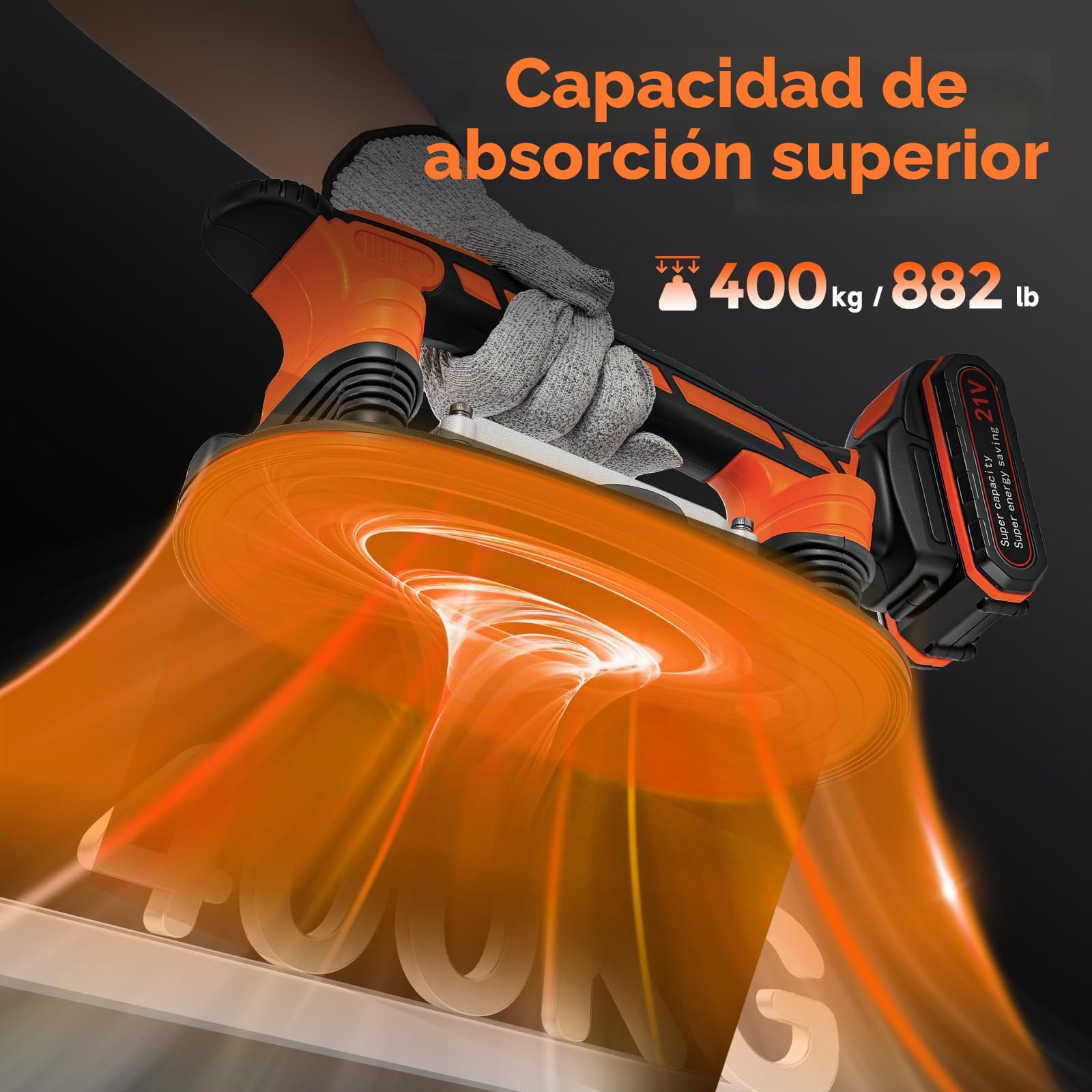 Bonvoisin 2 en 1 Vibrador para Azulejos y Ventosa 400kg Adsorpción (EU) | 2-En-1 Ventosa y Vibratore, Fuerza De Succión De 400 Kg, 6 Niveles Ajustables, Dos Baterías Para Uso Inalámbrico