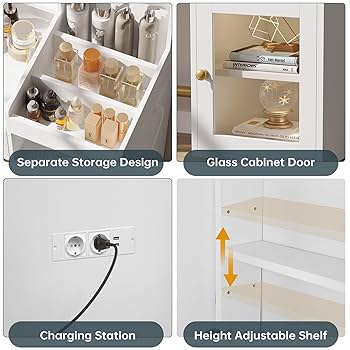 Coiffeuse Avec Miroir LED AOGLLATI - 10 Ampoules, 3 Modes Lumière, Multiprise USB Et Prises