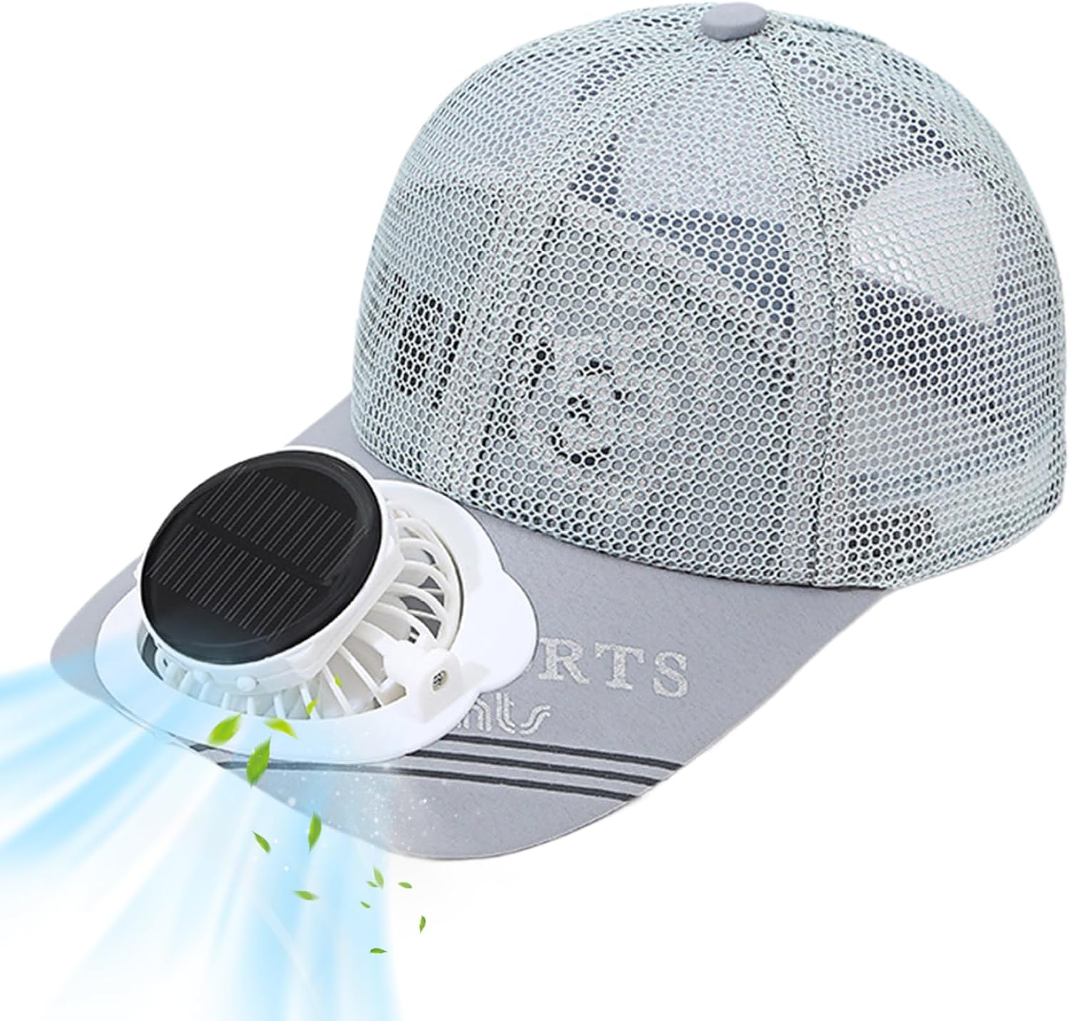 Solar Fan Hat with USB 3 Speeds & 650mAh, LED Display Cooling Hat, Outdoor Anti-UV Breathable Unisex Adjustable Baseball Cap for Biking Hiking Walking Grey