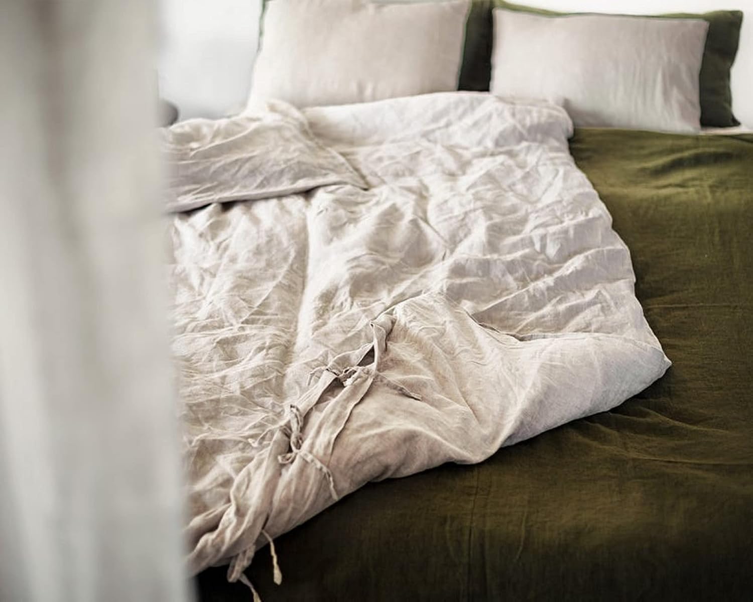 Dark Moss Green Cotton Duvet Cover - Duvet Cover with Buttons - Duvet Cover Twin Full Double Queen King Toddler - 100% Cotton Bedding