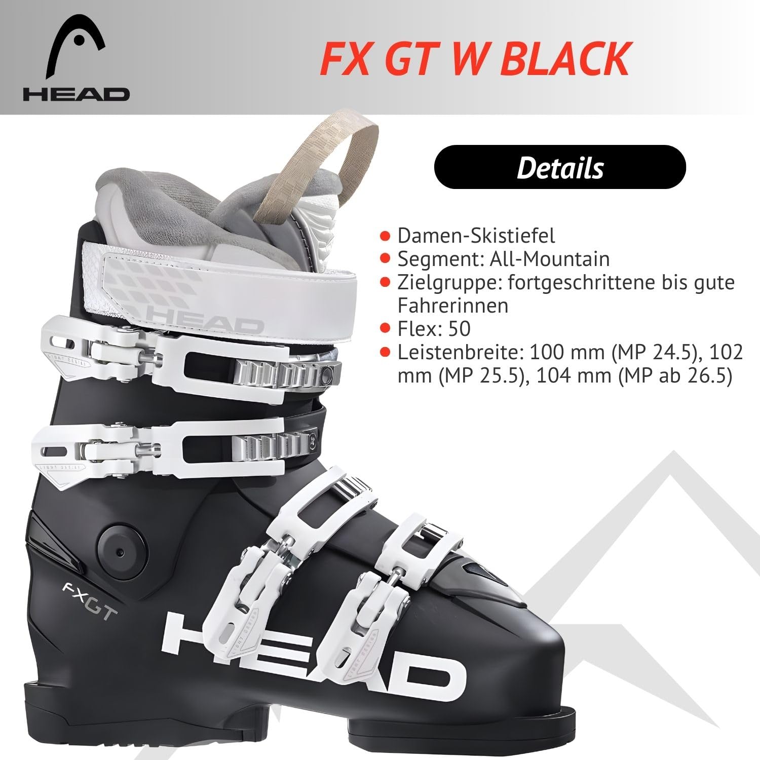 HEAD FX GT W Skischuhe Damen - MP26.5 EU41.5 - All-Mountain Skistiefel mit Flex 50 - breite Passform & Komfort-Innenschuh - für fortgeschrittene bis Gute Fahrer