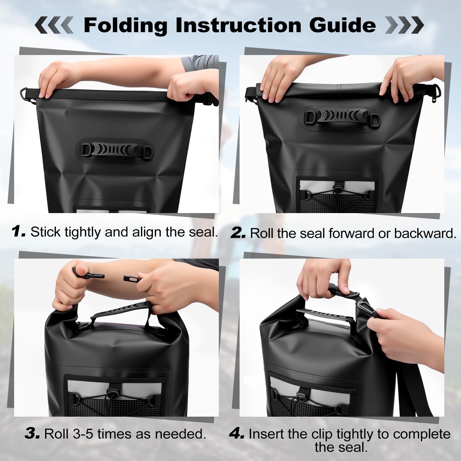 Sacs étanches flottants de 30 L pour kayak, bande réfléchissante sur le dessus, sac à dos de randonnée pour voyage, plage, randonnée et camping, homme/femme