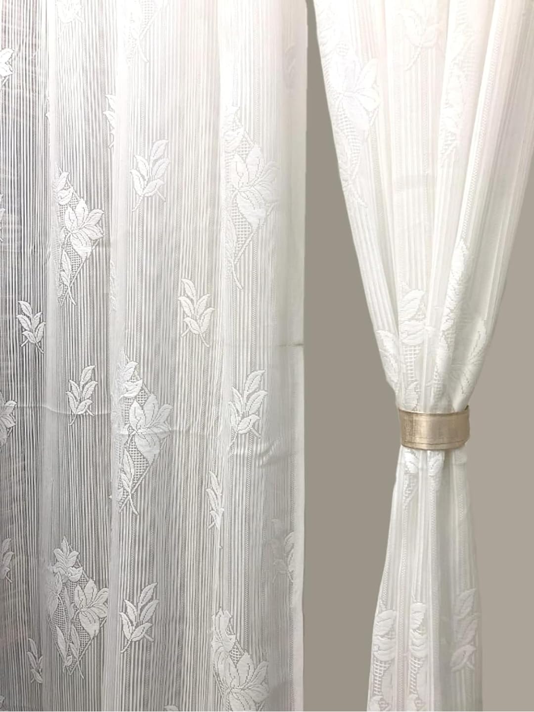 Floral Door Curtains - Soft Sheer Panels FREE SHIPPING -1