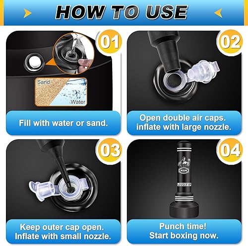 Miniatura 6 de Saco de boxeo independiente de 70 pulgadas para adultos, bolsa de boxeo con soporte, bolsa pesada con guantes de boxeo y bomba de aire eléctrica,