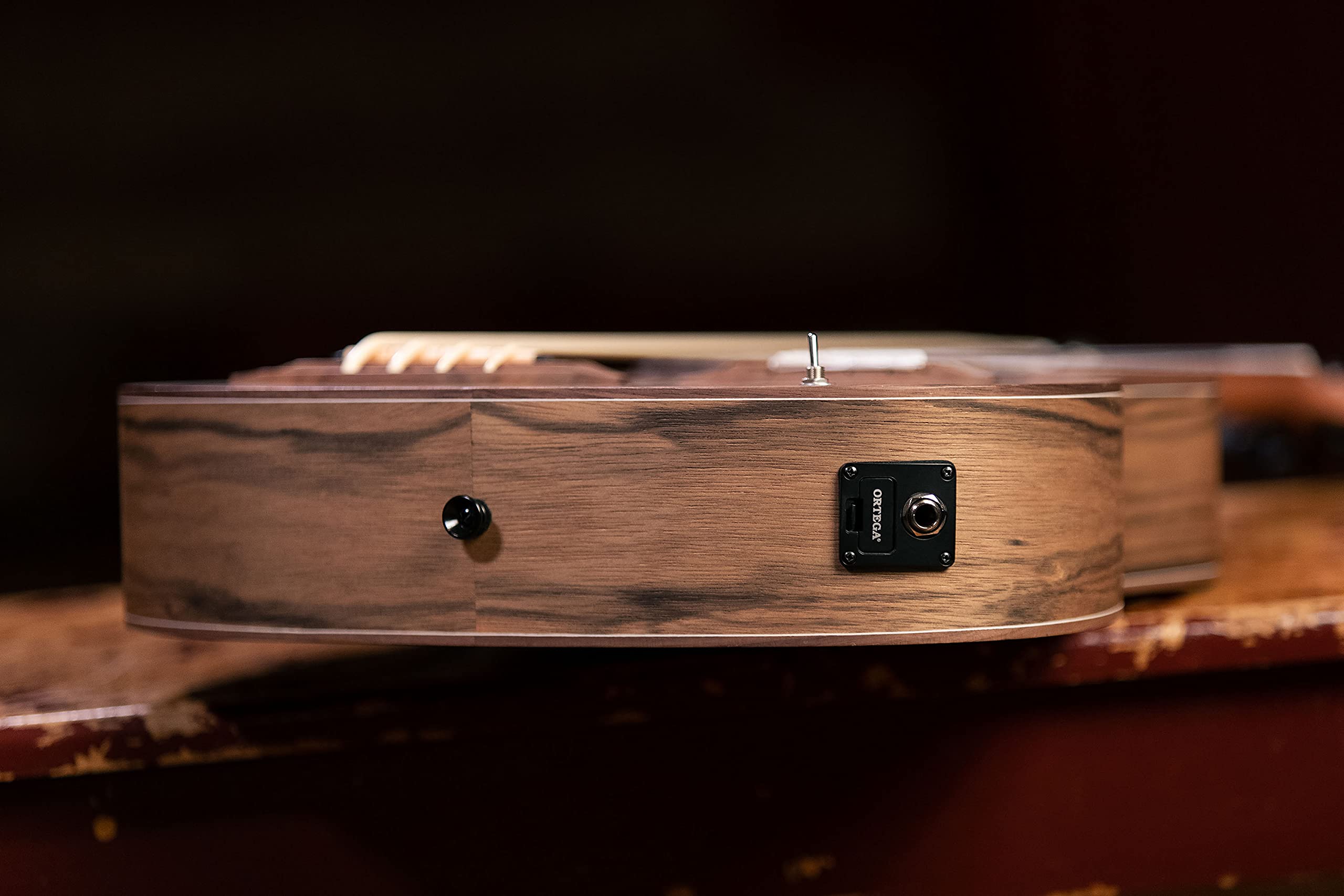 Ortega Guitars Double Neck Ukulele Elettro-Acustico – Tenor, Ukebass – Custom Built Series – Gig Bag Inclusa – Paldao, Natural (HYDRA-BSTE)