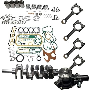 Overhaul Rebuild Kit, Connecting Rod, Forged Steel Crankshaft with water pump fits for Isuzu 4BD1 4BD1T Engine Piston Height 104 mm, Combustion Chamber Size 55 mm