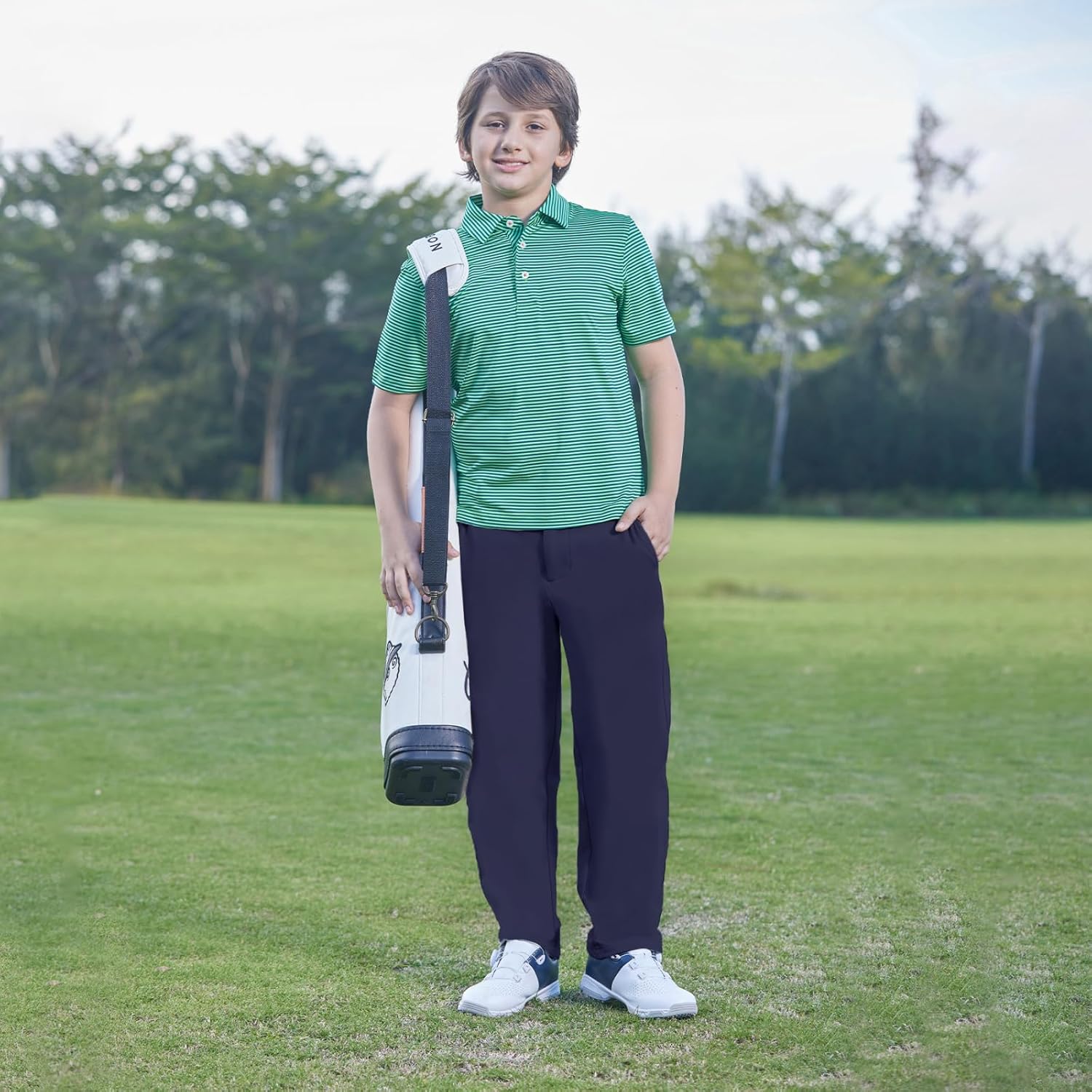 M MAELREG Young Golf Boys Uniform Pants Casual Stretch Water-Resistant Winter Fleece Kids Toddler Boy Pants with Pockets - Image 3