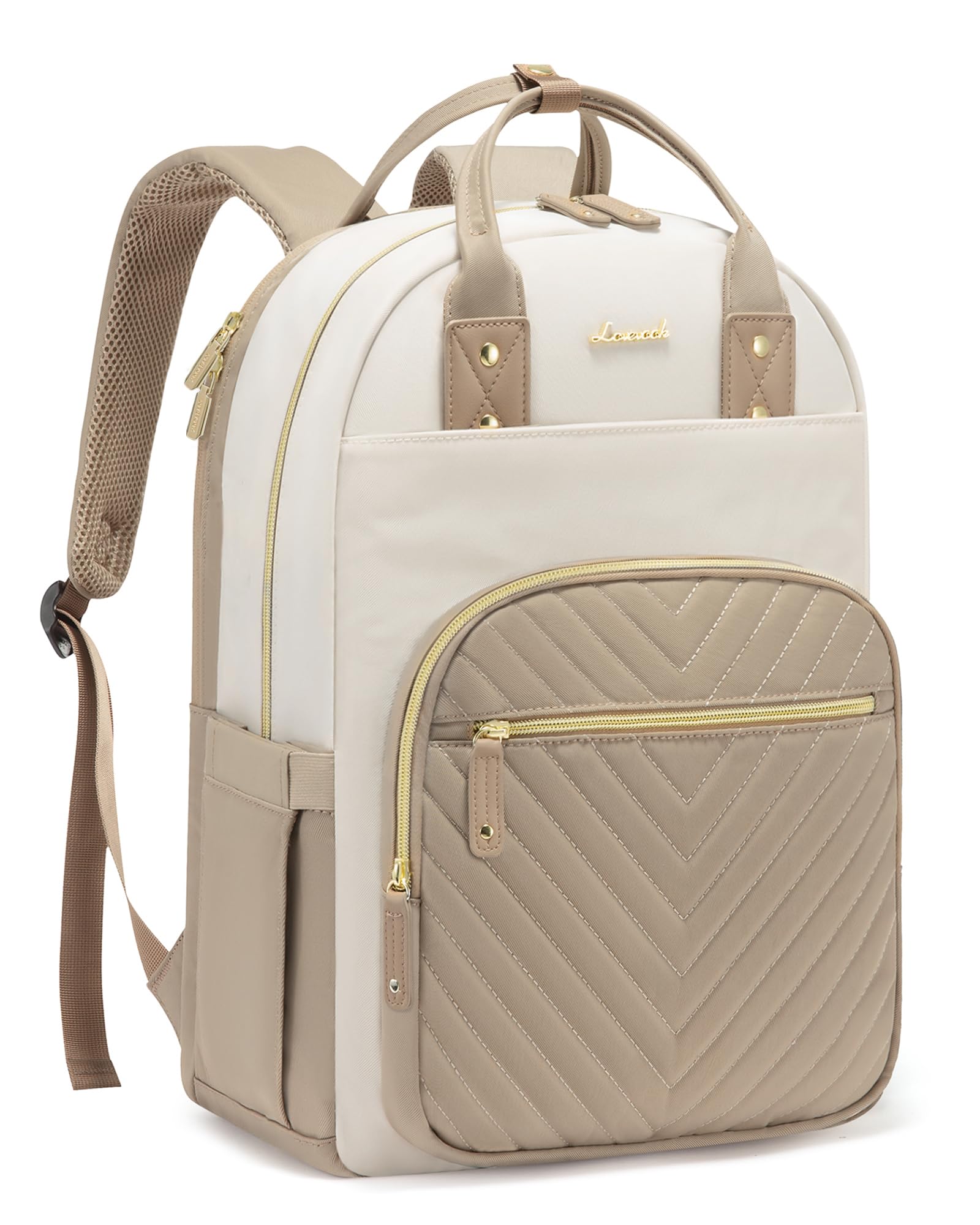 Laptop Backpack Women, 15.6 Inch Rucksack Bag for School Travel Business Uni, Large Work Womens Backpacks with Anti-Theft Zipper, Lightweight Ladies Back Pack, Khaki