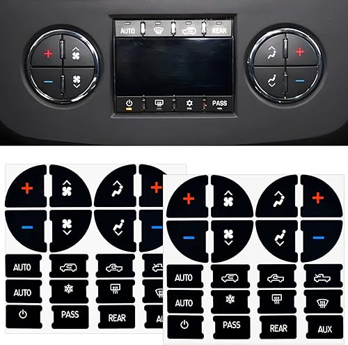 2 paquetes de calcomanías de kit de reparación de botón de CA compatibles con Chevy, para fijar botones de control de AC arruinados, repuesto de