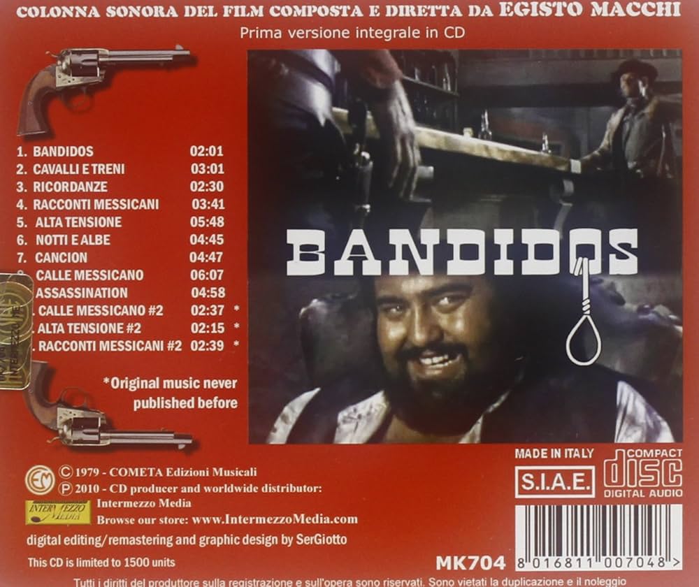 伊LP Ost, Egisto Macchi Bandidos CMT101124 CO EDIZIONI MUS /00260 Egisto Macchi - Bandidos (Original Motion Picture Soundtrack