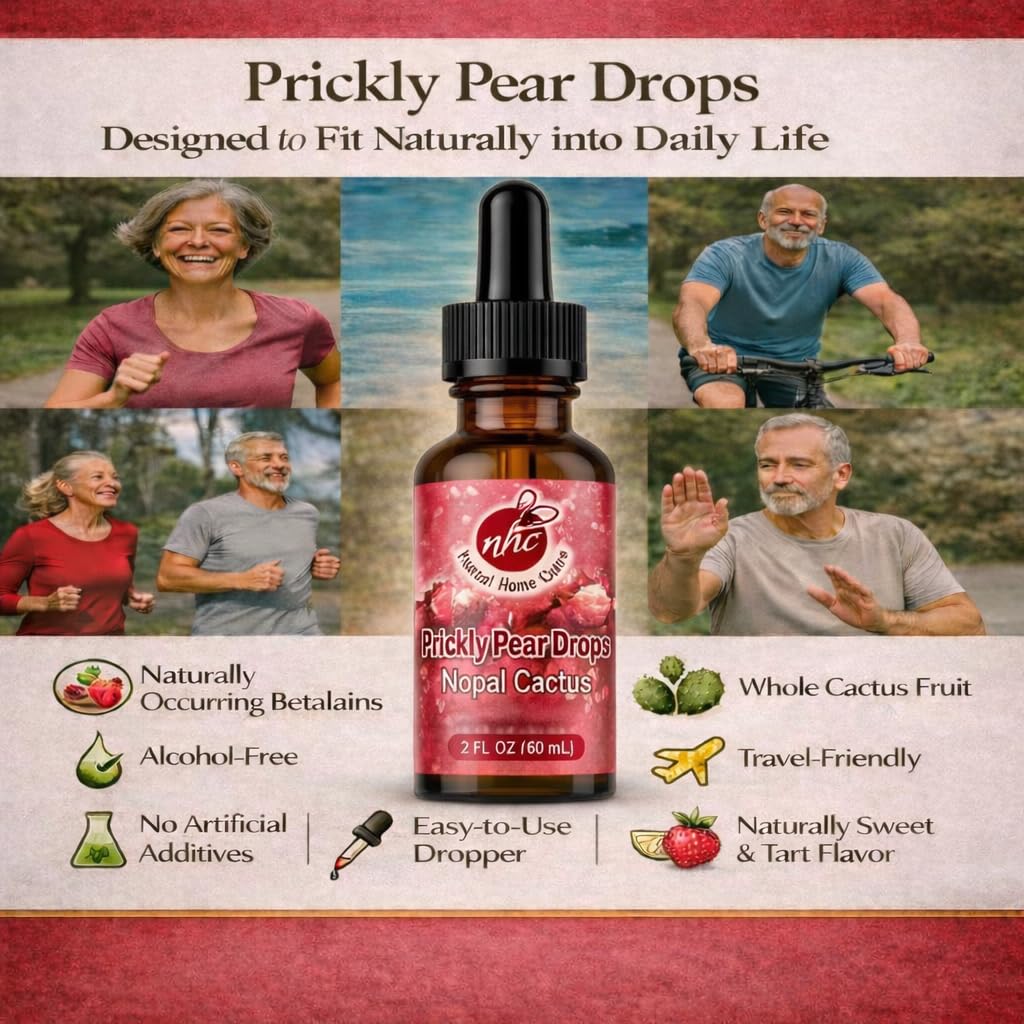 Natural Home Cures Prickly Pear Nopal Cactus Supplement - Liquid Concentrated Drops - Cactus Fruit Extract Tincture - Rich in Betalains, Potent & Bioavailable - No Additives - 2 oz (Pack of 1)