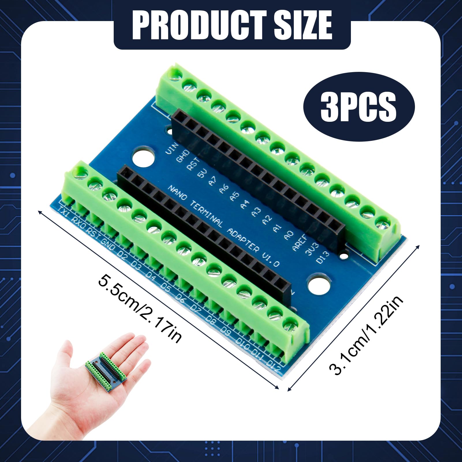 Scheda di espansione Nano IO Shield V1.O, semplice scheda di espansione con morsetti a vite, compatibile con Nano versione 3.0 e versioni precedenti, ideale per progetti Arduino Nano