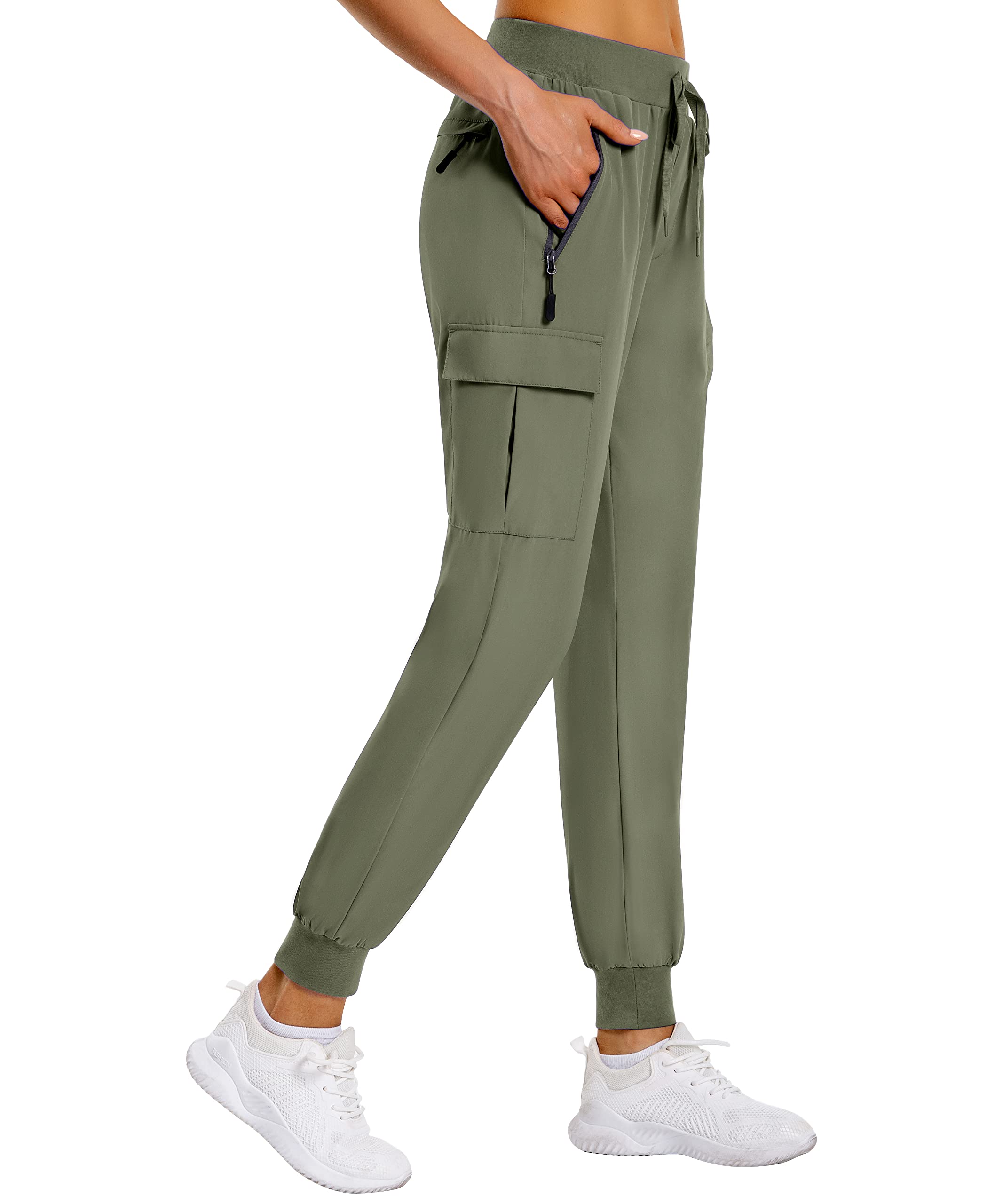 Women’s Cargo Hiking Pants Lightweight Joggers Quick Dry Water Resistant Lounge Outdoor Travel Pants Zipper Pockets