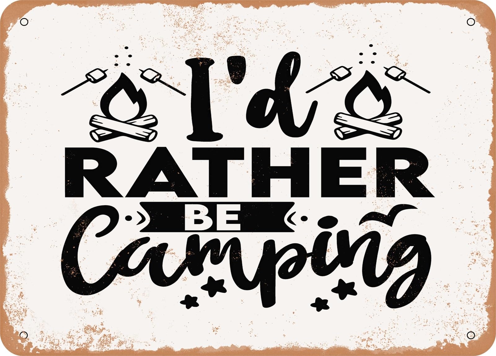 Miaomansenstore Metal Sign - Id Rather Be Camping - 2 - Vintage Look Sign Home Decor