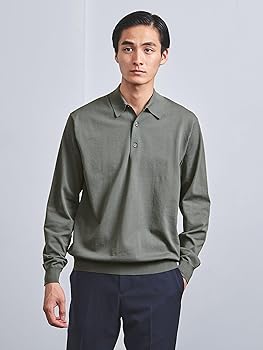 ユナイテッドアローズ ソリッド コットン ニットポロシャツ ブラウン