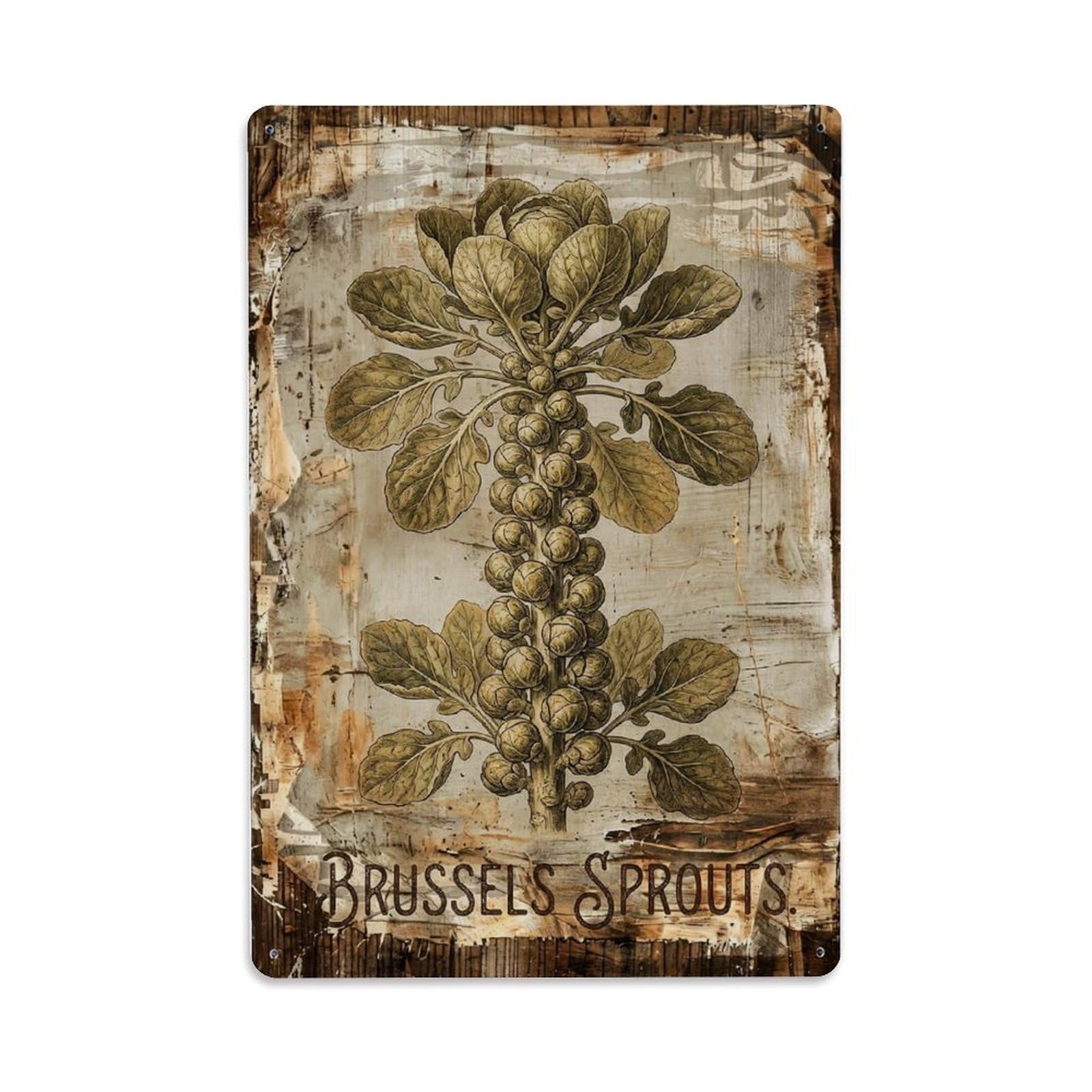 Fqnyr Style Brussels Sprouts Vegetable 1 Metal Tin Sign Plaque Wall Decor For Cafe, Club Bar, Office, Home Garden Metal Poster 8X12inch