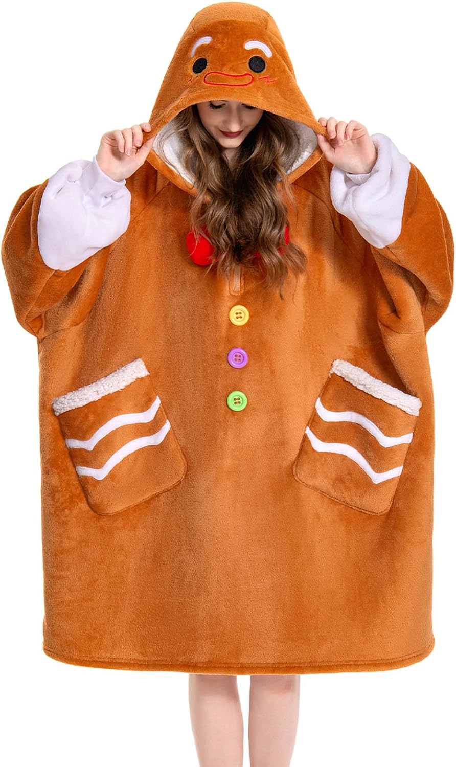 OLAOLA Wearable Blanket Hoodie for Adults - Oversized Animal Hooded Blanket - Soft Warm Cozy Sherpa Fleece Sweatshirt