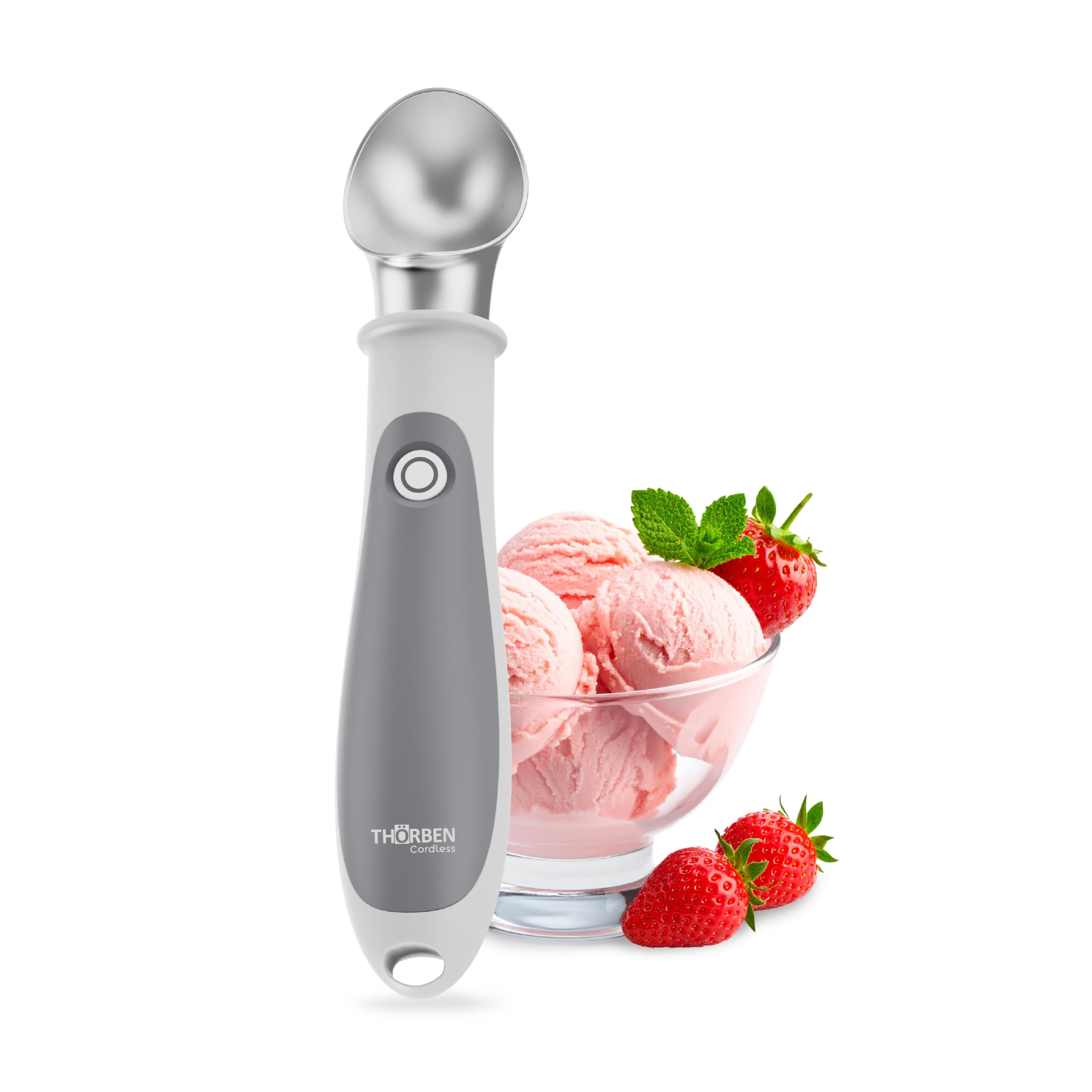 Thörben Cuillère à glace électrique chauffée, rechargeable USB-C, double niveau de chaleur 45 °C et 60 °C, pour prendre de la glace facilement et sans effort, matériaux de qualité alimentaire