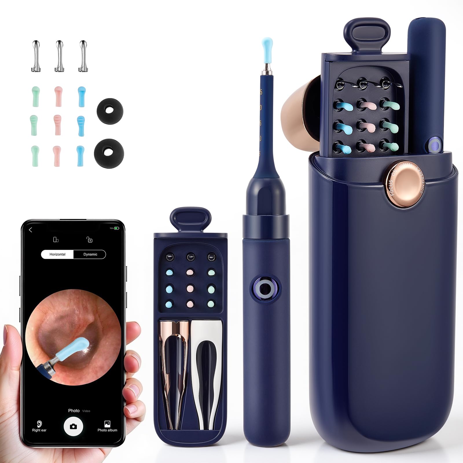 Otoscopio Removedor de Cera de Oídos, Cámara Limpiadora de Oídos Flexible HD de 8MP, con Pinzas de Repuesto para Exámenes de Oídos/Nariz, Otoscopio Oído para Adultos, Niños