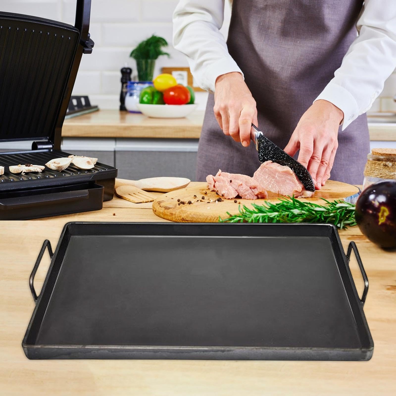 Plancha Plana para Barbacoa, Accesorios Multiusos, Utensilios de Cocina Portátiles, Sartén