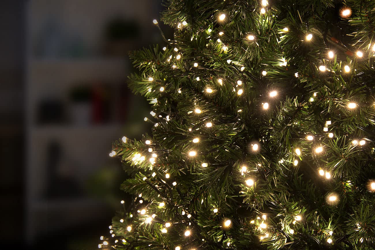 Lunartec Lichterkette Winter: 2er LED-Büschel-Lichterkette, 600 LEDs, 8 Modi, IP44, 6 m, warmweiß (Büschellichterkette Outdoor, Weihnachts-Fenster-Beleuchtung, Baum)